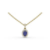 Fana Sapphire and Diamond Halo Necklace