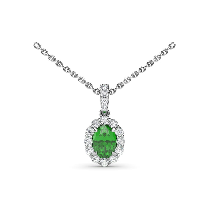 Fana Emerald and Diamond Halo Necklace