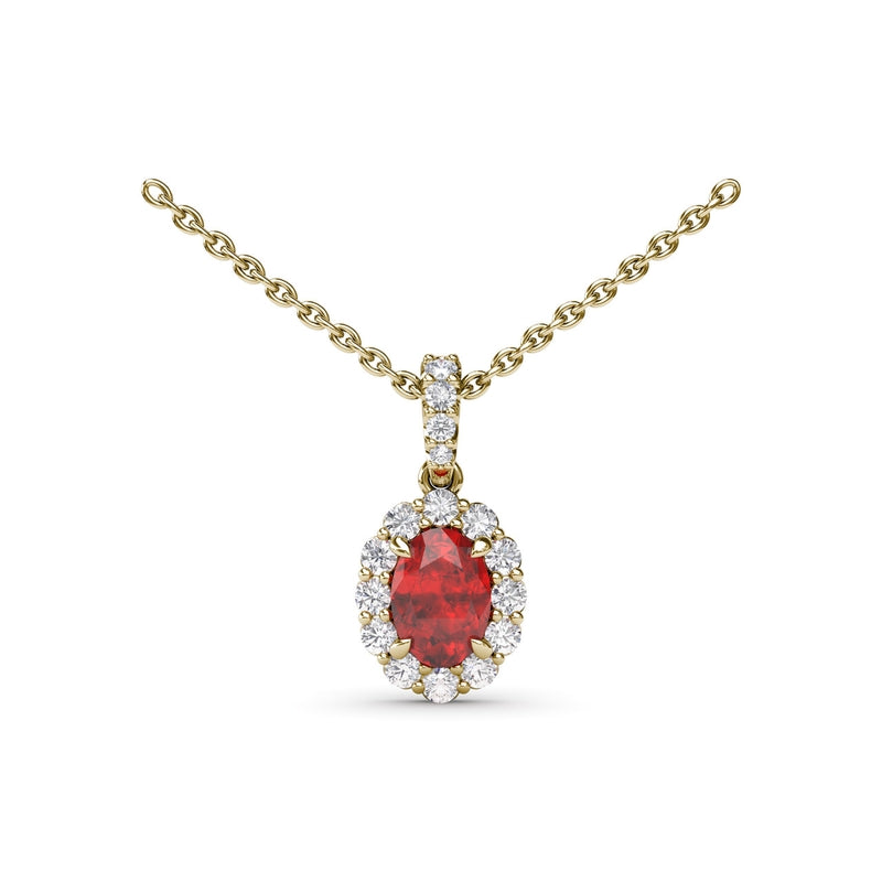 Fana Ruby and Diamond Halo Necklace