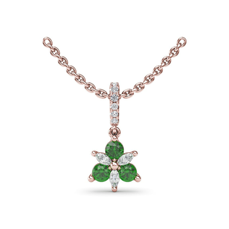 Fana Trio Stud with Marquise and Emerald Diamond Pendant