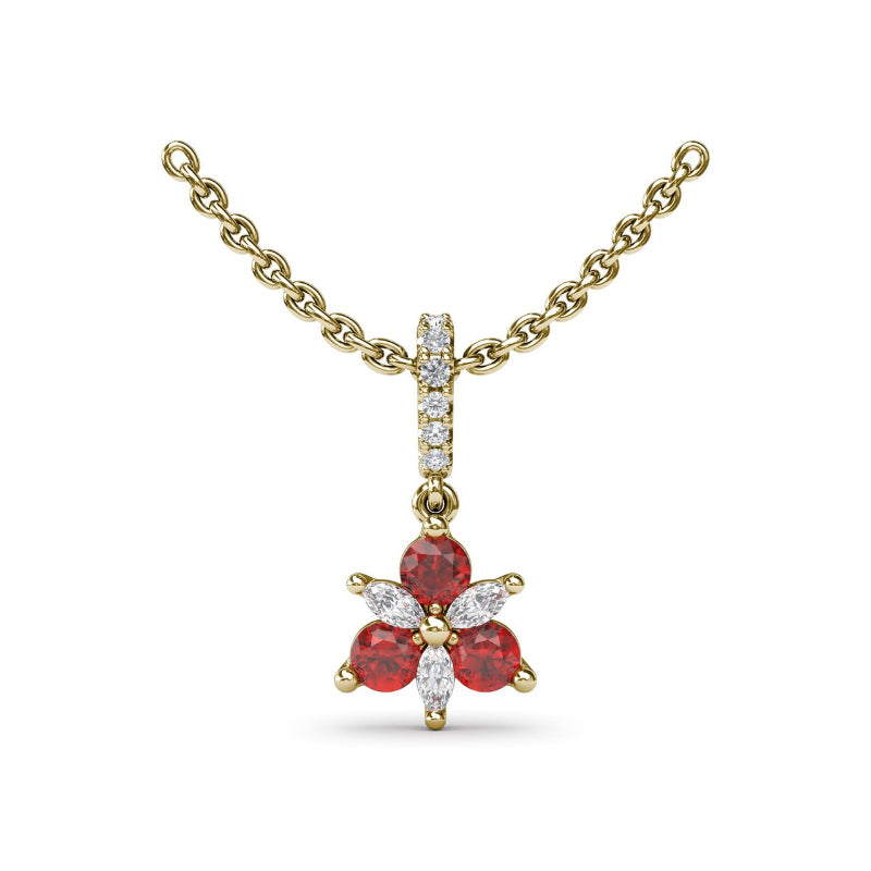 Fana Trio Stud with Marquise and Ruby Diamond Pendant