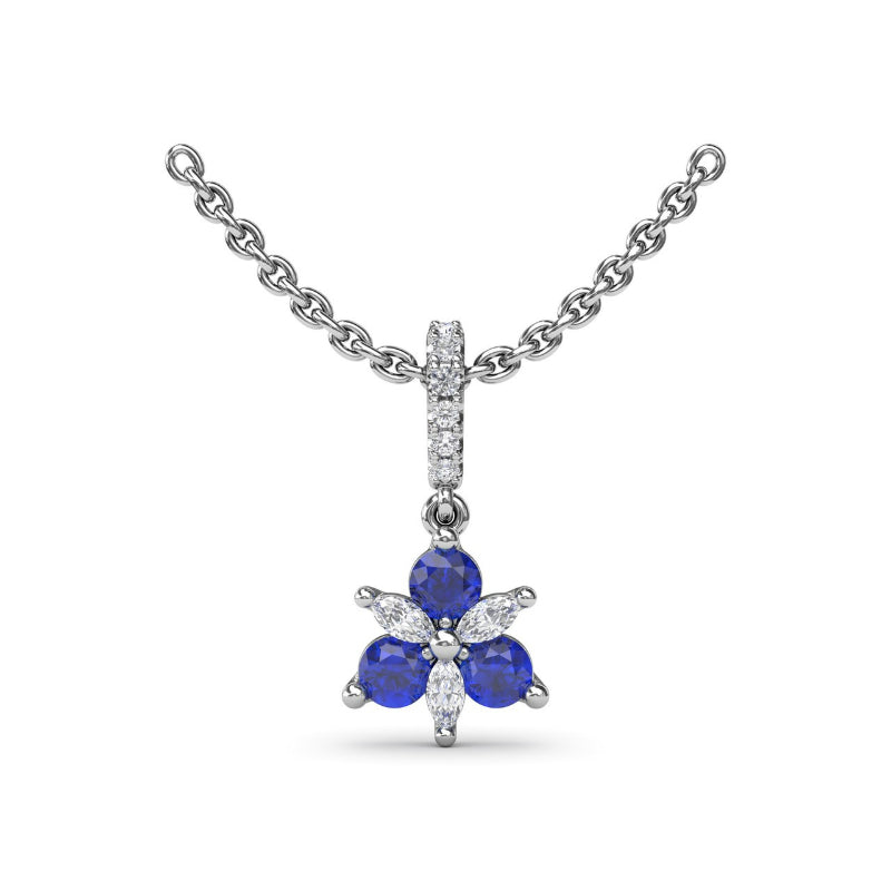 Fana Trio Stud with Marquise and Sapphire Diamond Pendant