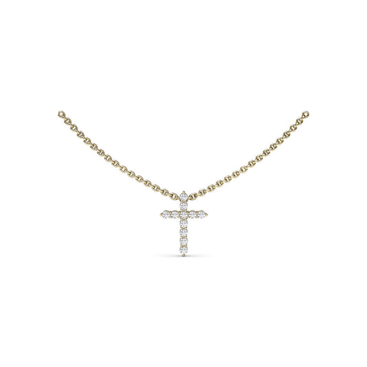 Fana Diamond Prong Cross Necklace