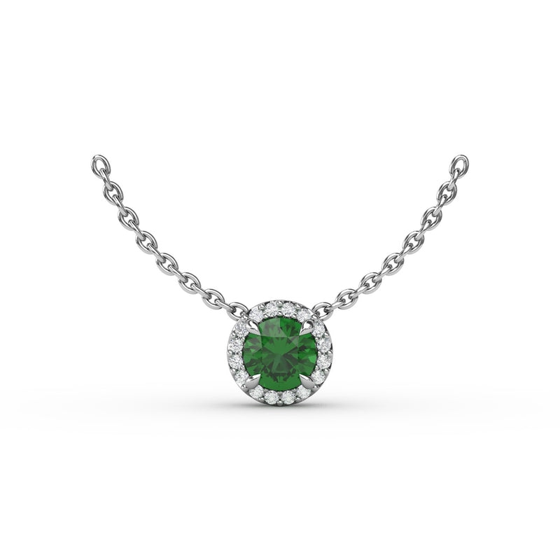 Fana Classic Emerald and Diamond Pendant Necklace