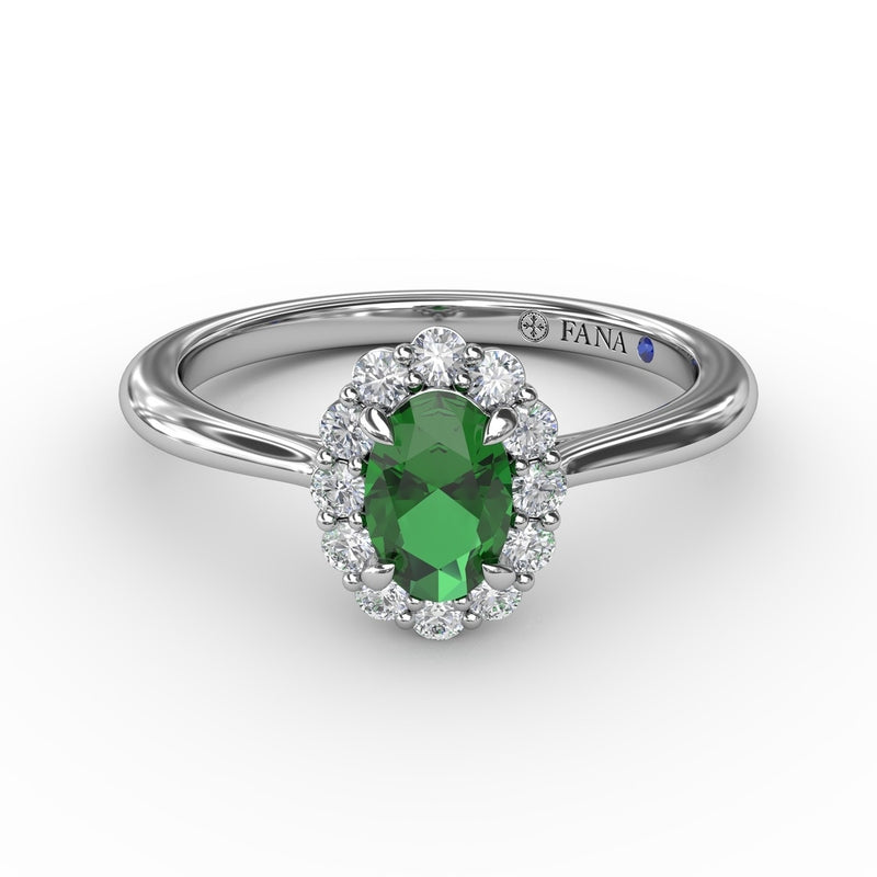 Fana Blooming Halo Emerald and Diamond Ring