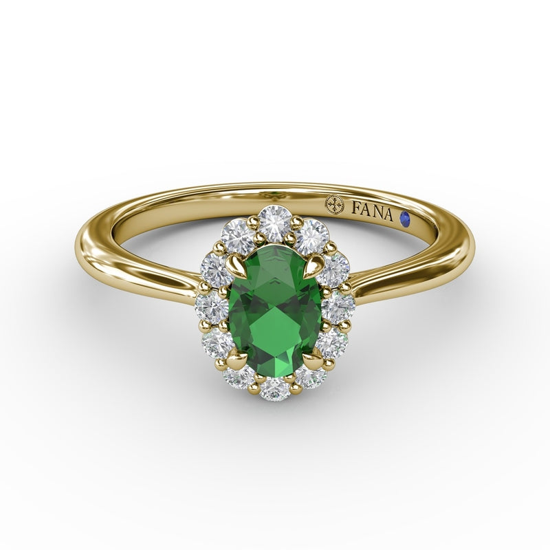 Fana Blooming Halo Emerald and Diamond Ring