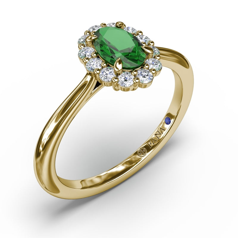Fana Blooming Halo Emerald and Diamond Ring
