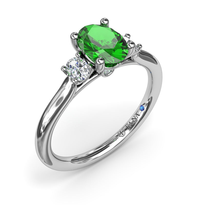 Fana Three Stone Emerald and Diamond Ring