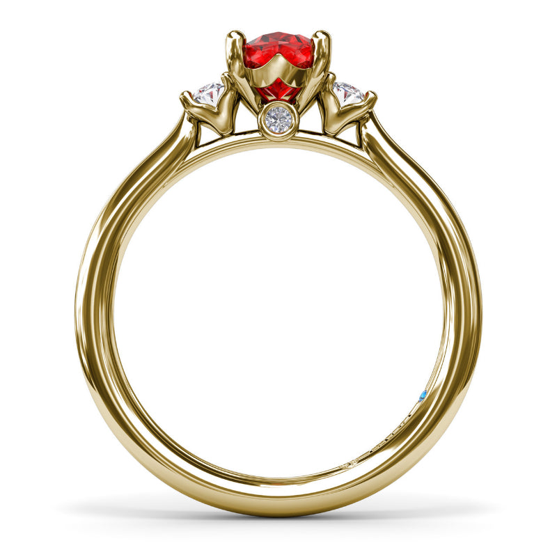 Fana Three Stone Ruby and Diamond Ring