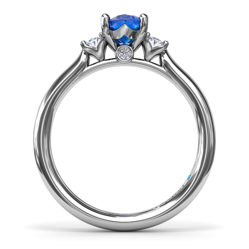Fana Three Stone Sapphire and Diamond Ring