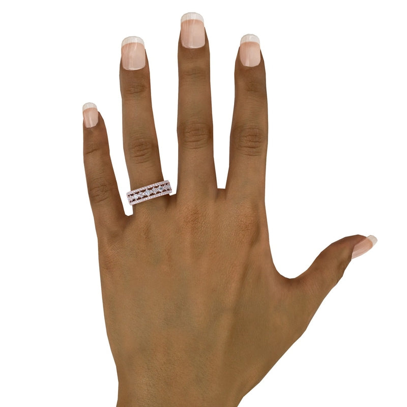 Fana Triple-Row Diamond Patterned Band