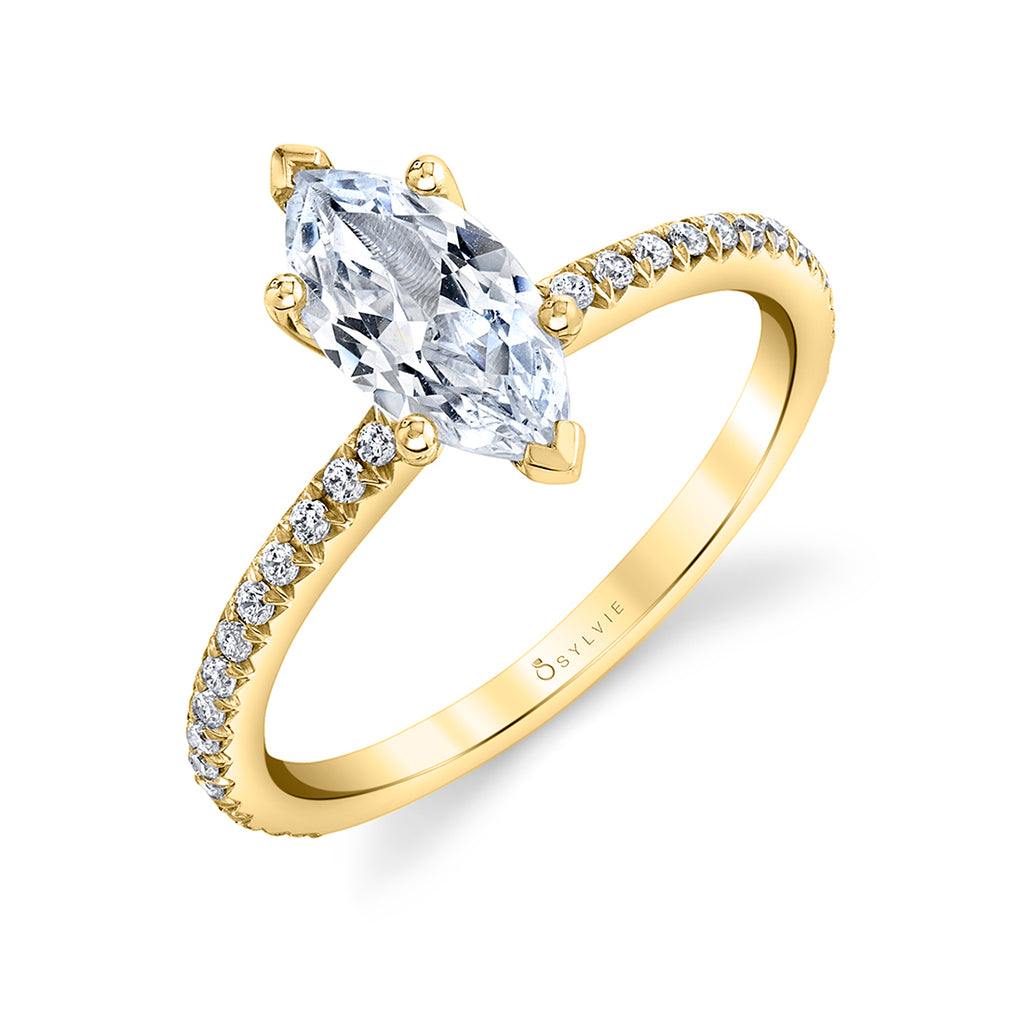 Marquise Cut Classic Engagement Ring - Adorlee 14k Gold Yellow