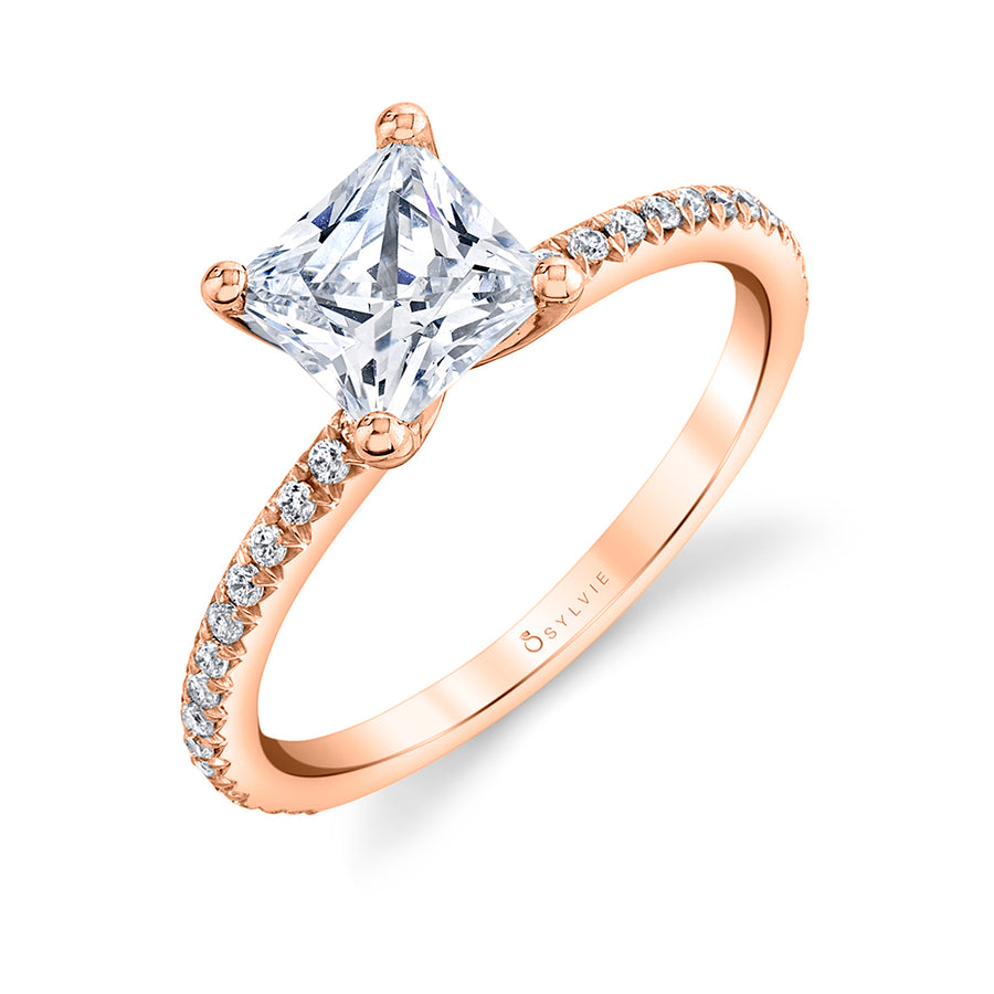 Princess Cut Classic Engagement Ring - Adorlee 18k Gold Rose