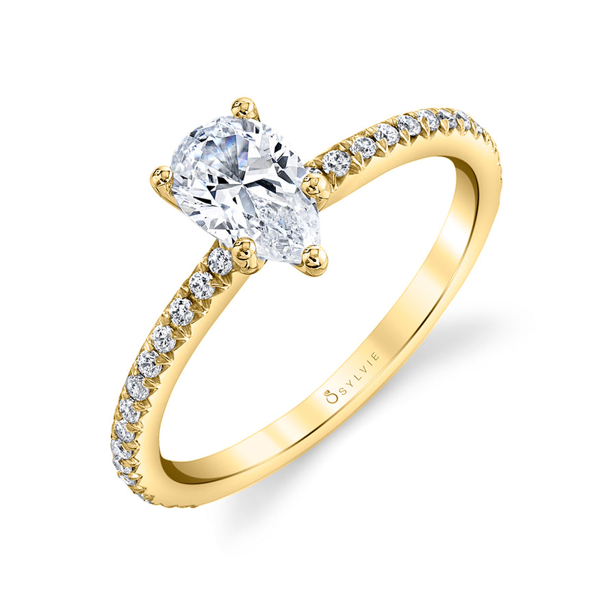 Pear Cut Classic Engagement Ring - Adorlee 14k Gold Yellow