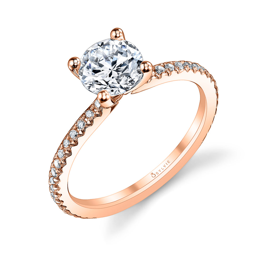 Round Cut Classic Engagement Ring - Adorlee 18k Gold Rose