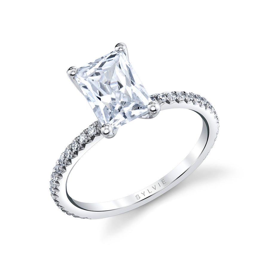 Radiant Cut Classic Engagement Ring - Adorlee 18k Gold White