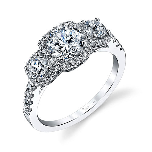 0.90tw Semi-Mount Engagement Ring With 1ct Round Head