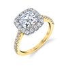 Cushion Cut Two Tone Classic Halo Engagement Ring - Jacalyn 14k Gold Yellow