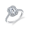 Emerald Cut Classic Halo Engagement Ring - Jacalyn Platinum White