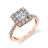 Princess Cut Classic Halo Engagement Ring - Jacalyn 18k Gold Rose
