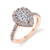 Pear Shaped Classic Halo Engagement Ring - Jacalyn 18k Gold Rose