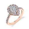 Pear Shaped Classic Halo Engagement Ring - Jacalyn 14k Gold Rose