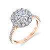 Round Cut Two Tone Classic Halo Engagement Ring - Jacalyn 18k Gold Rose