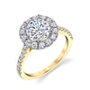 Round Cut Two Tone Classic Halo Engagement Ring - Jacalyn 18k Gold Yellow