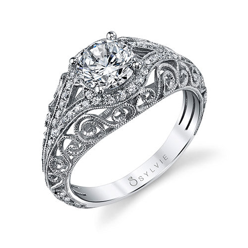 0.23tw Semi-Mount Engagement Ring With 1ct Round Head