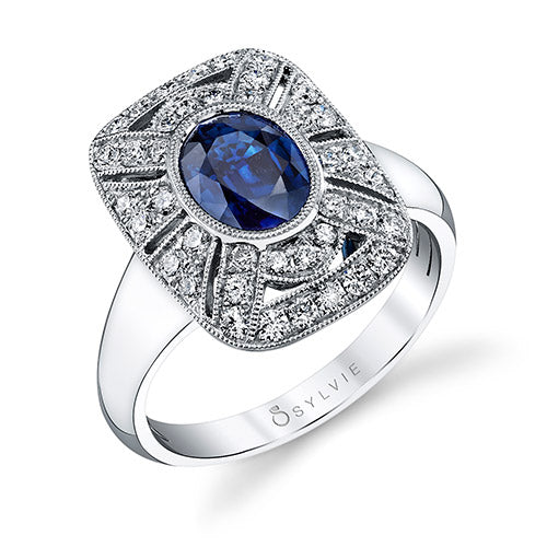 2.08tw Semi-Mount Engagement Ring With 1.51ct Oval Blue Sapphire
