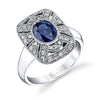 2.08tw Semi-Mount Engagement Ring With 1.51ct Oval Blue Sapphire