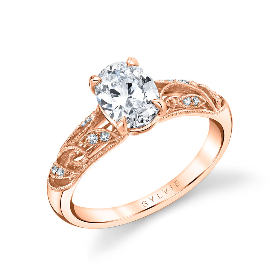 Oval Cut Vintage Engagement Ring - Roial 14k Gold Rose