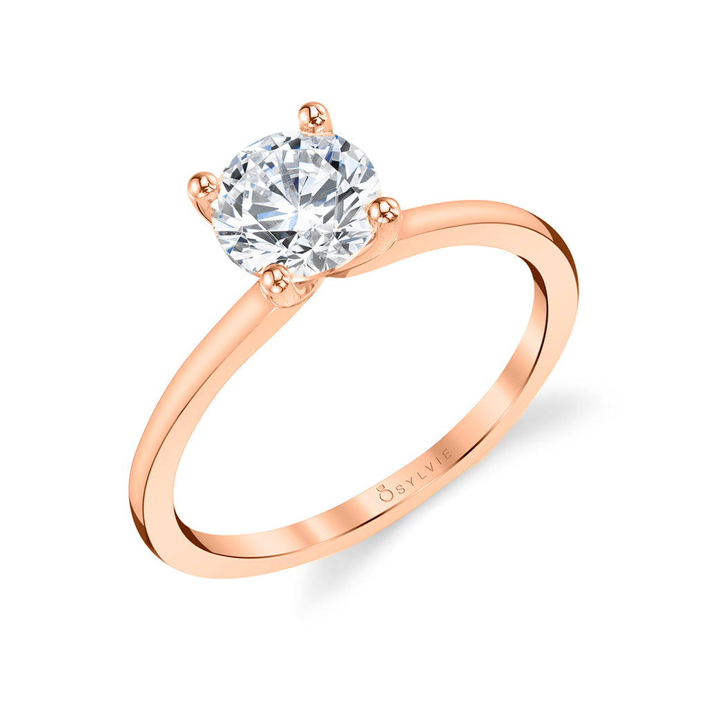 Round Cut Solitaire Engagement Ring - Amelia 14k Gold Rose