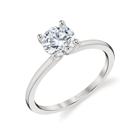 Sylvie Round Cut Solitaire Engagement Ring - Amelia 14k Gold White