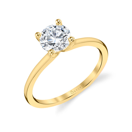 Sylvie Round Cut Solitaire Engagement Ring - Amelia 14k Gold Yellow