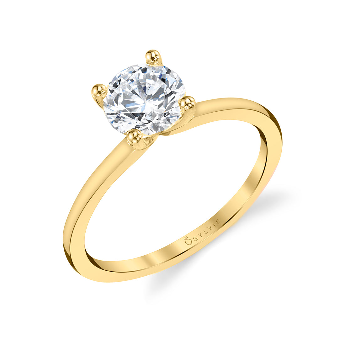 Sylvie Round Cut Solitaire Engagement Ring - Amelia 18k Gold Yellow