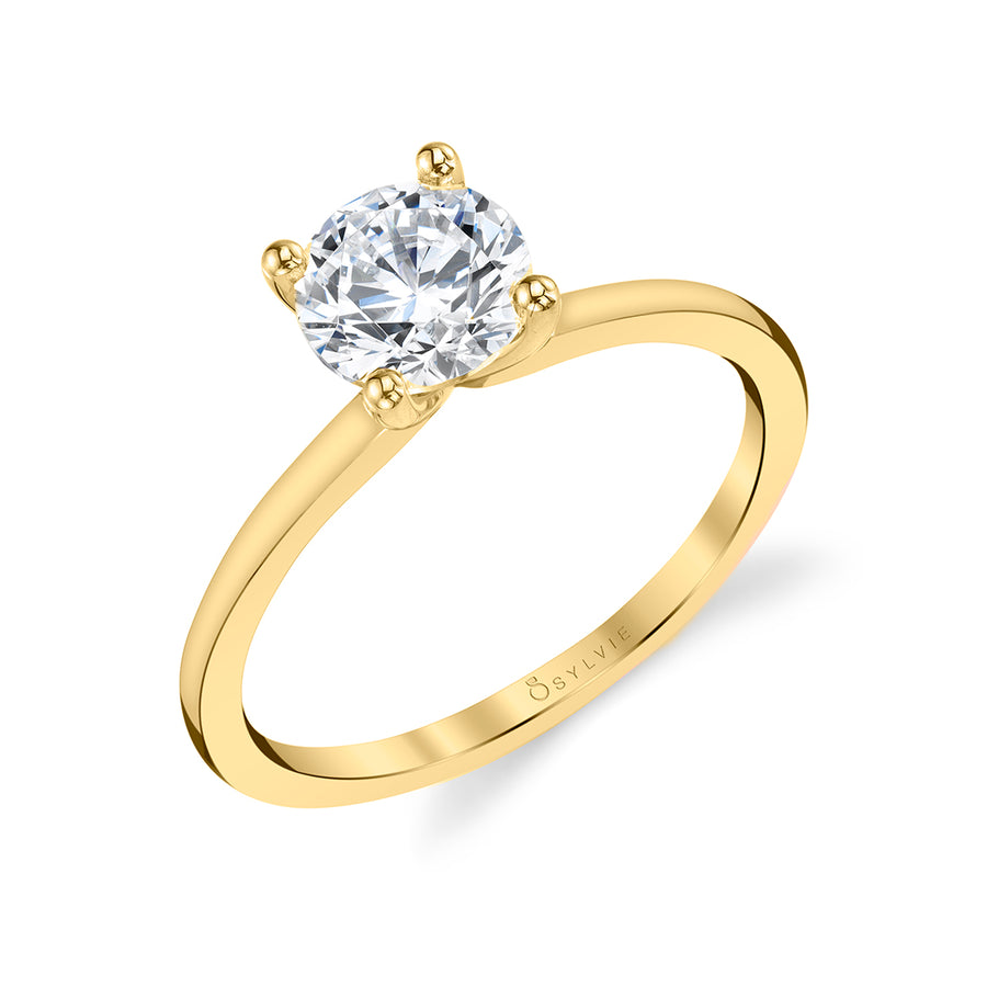 Round Cut Solitaire Engagement Ring - Amelia 18k Gold Yellow