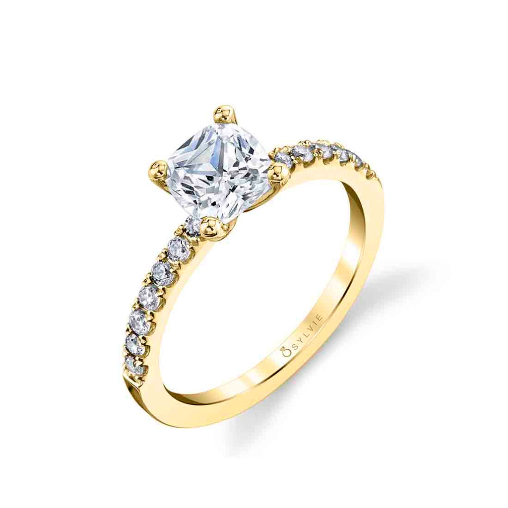 Cushion Cut Classic Engagement Ring - Celeste 14k Gold Yellow