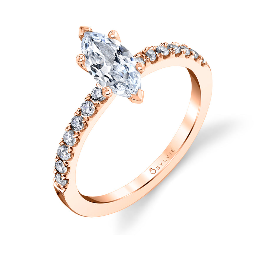 Marquise Cut Classic Engagement Ring - Celeste 18k Gold Rose