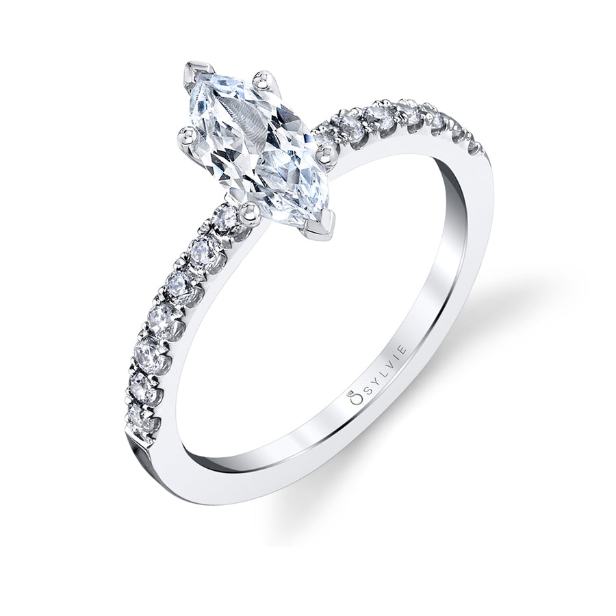Marquise Cut Classic Engagement Ring - Celeste Platinum White
