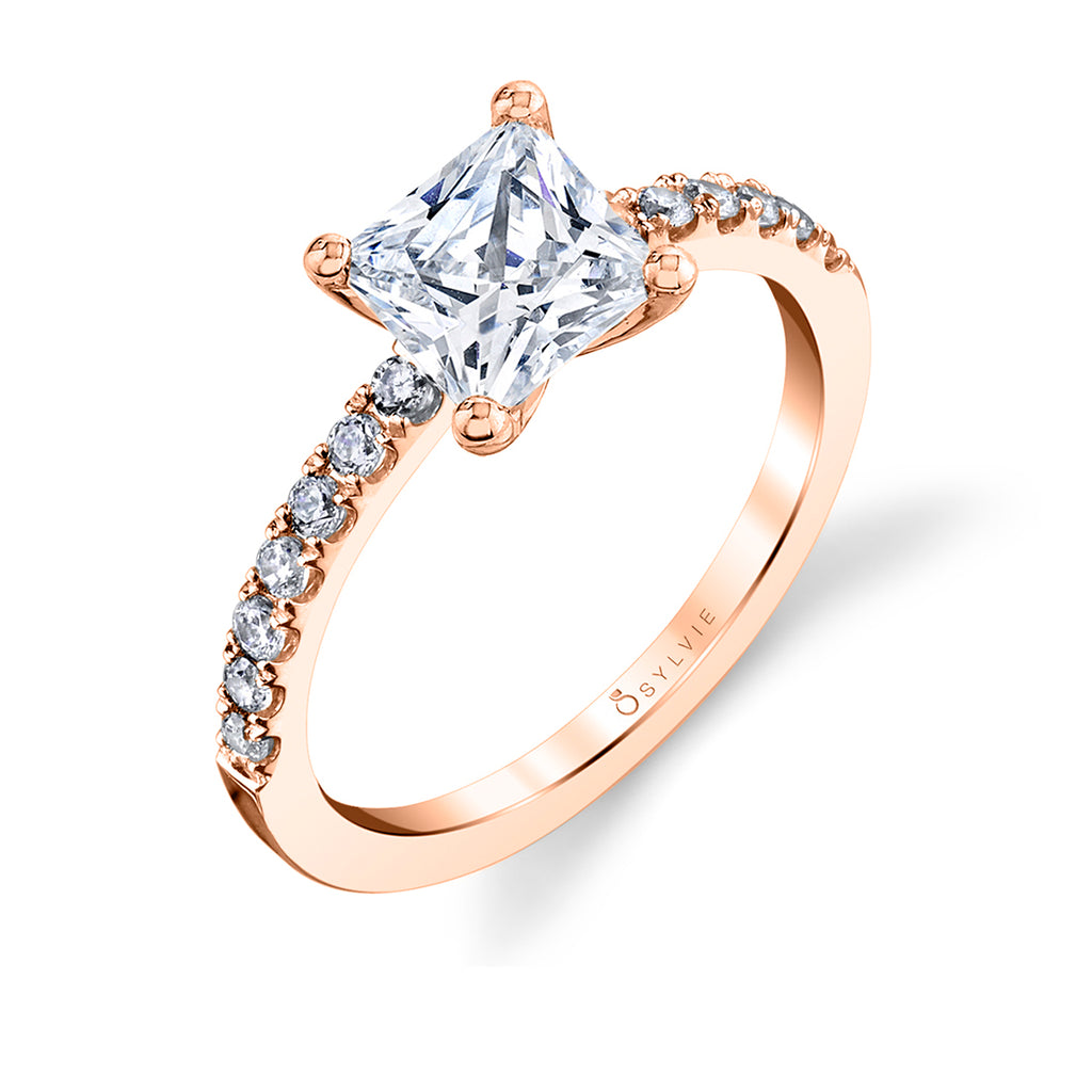 Princess Cut Classic Engagement Ring - Celeste 18k Gold Rose