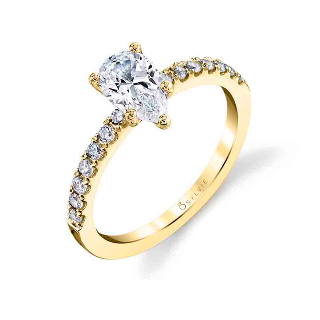 Pear Shaped Classic Engagement Ring - Celeste 18k Gold Yellow