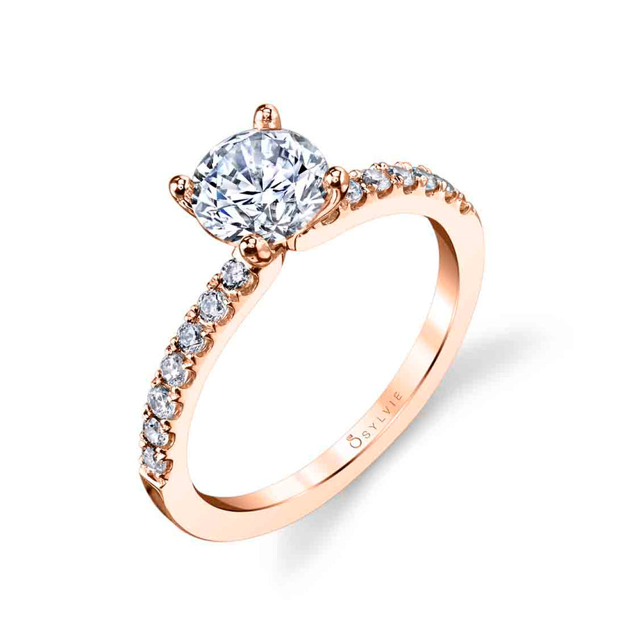 Round Cut Classic Engagement Ring - Celeste 14k Gold Rose