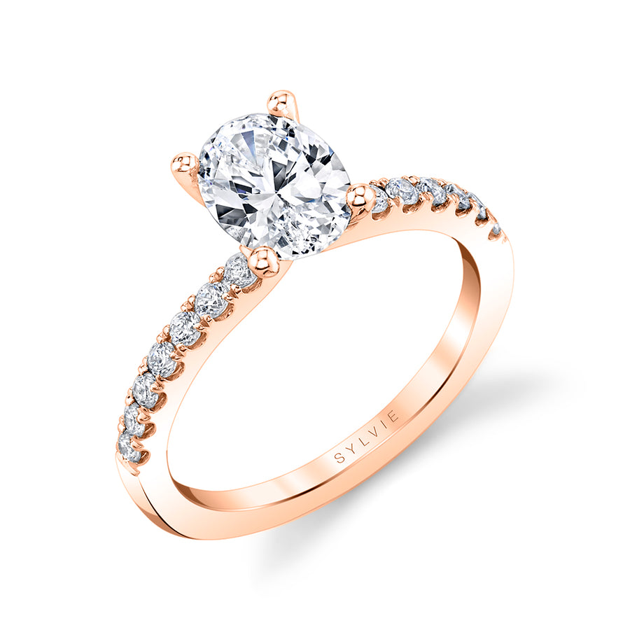 Oval Cut Classic Engagement Ring - Celeste 14k Gold Rose