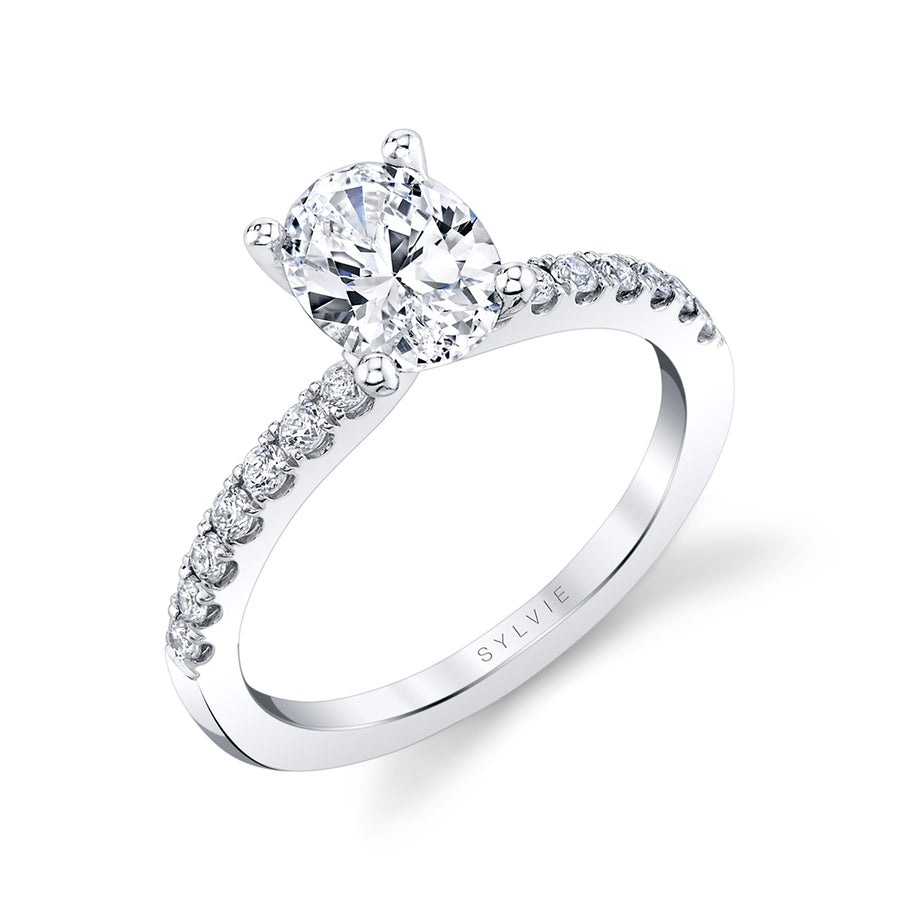 Oval Cut Classic Engagement Ring - Celeste Platinum White