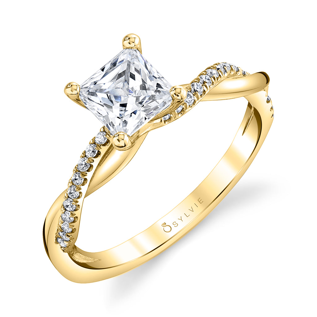 Princess Cut Diamond Spiral Engagement Ring - Yasmine 14k Gold Yellow