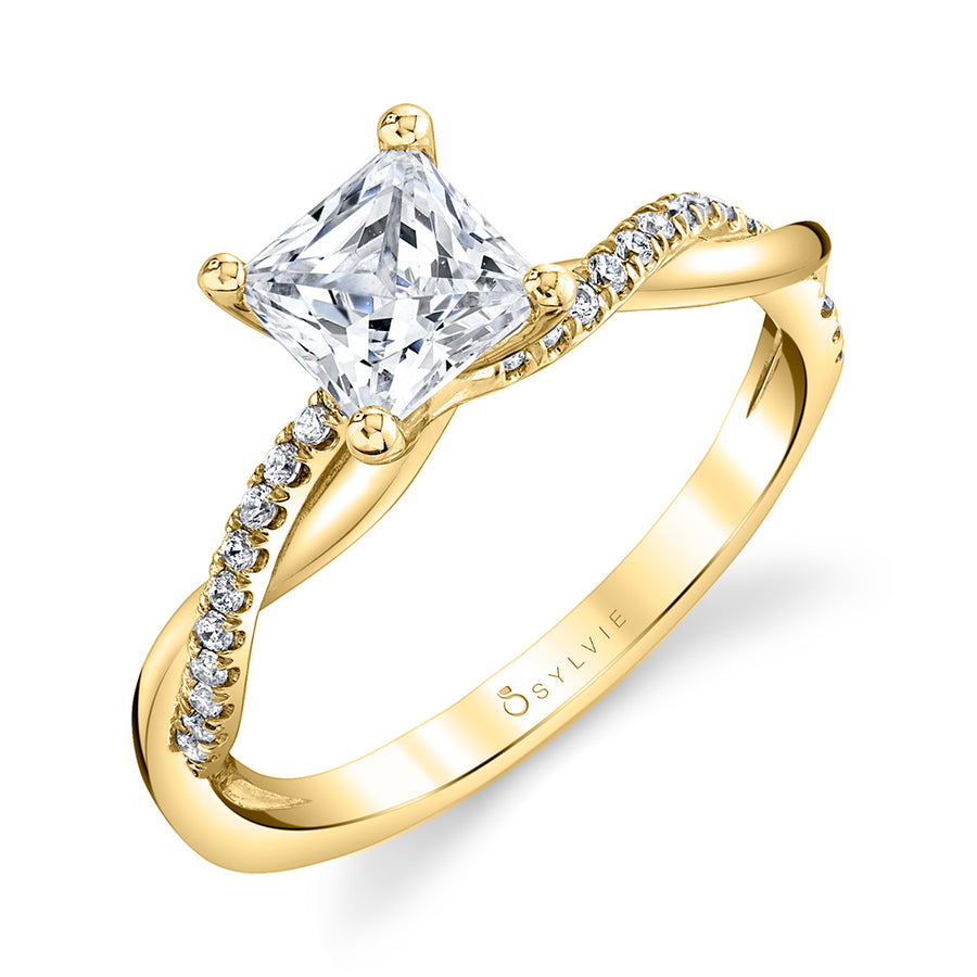 Princess Cut Diamond Spiral Engagement Ring - Yasmine 18k Gold Yellow