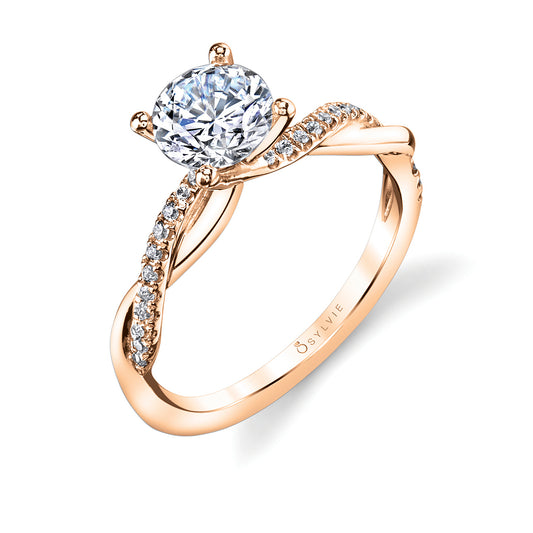 Sylvie Round Cut Diamond Spiral Engagement Ring - Yasmine 14k Gold Rose