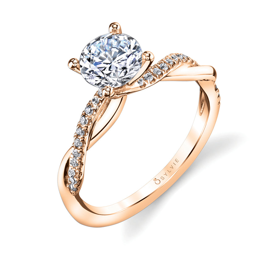 Round Cut Diamond Spiral Engagement Ring - Yasmine 18k Gold Rose