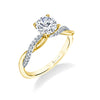 Round Cut Two Tone Diamond Spiral Engagement Ring - Yasmine 14k Gold Yellow